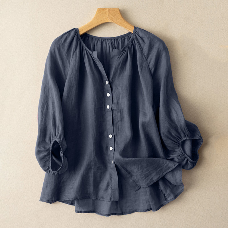 【S-5XL】Blusa de Mujer Suelta con Botones – Cintura Estilizada y Máximo Confort