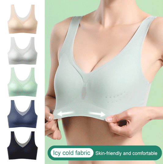 🌟【1 set = 3 bucăți】Sutien push-up fără cusături din mătase glacială 2025 ❄️Super confortabil | Potrivit pentru 40-120 kg | Confortabil și respirabil 