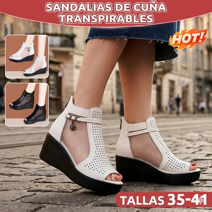 Sandalias de Cuña con Malla Transpirable – Máxima Comodidad y un Plus de Altura