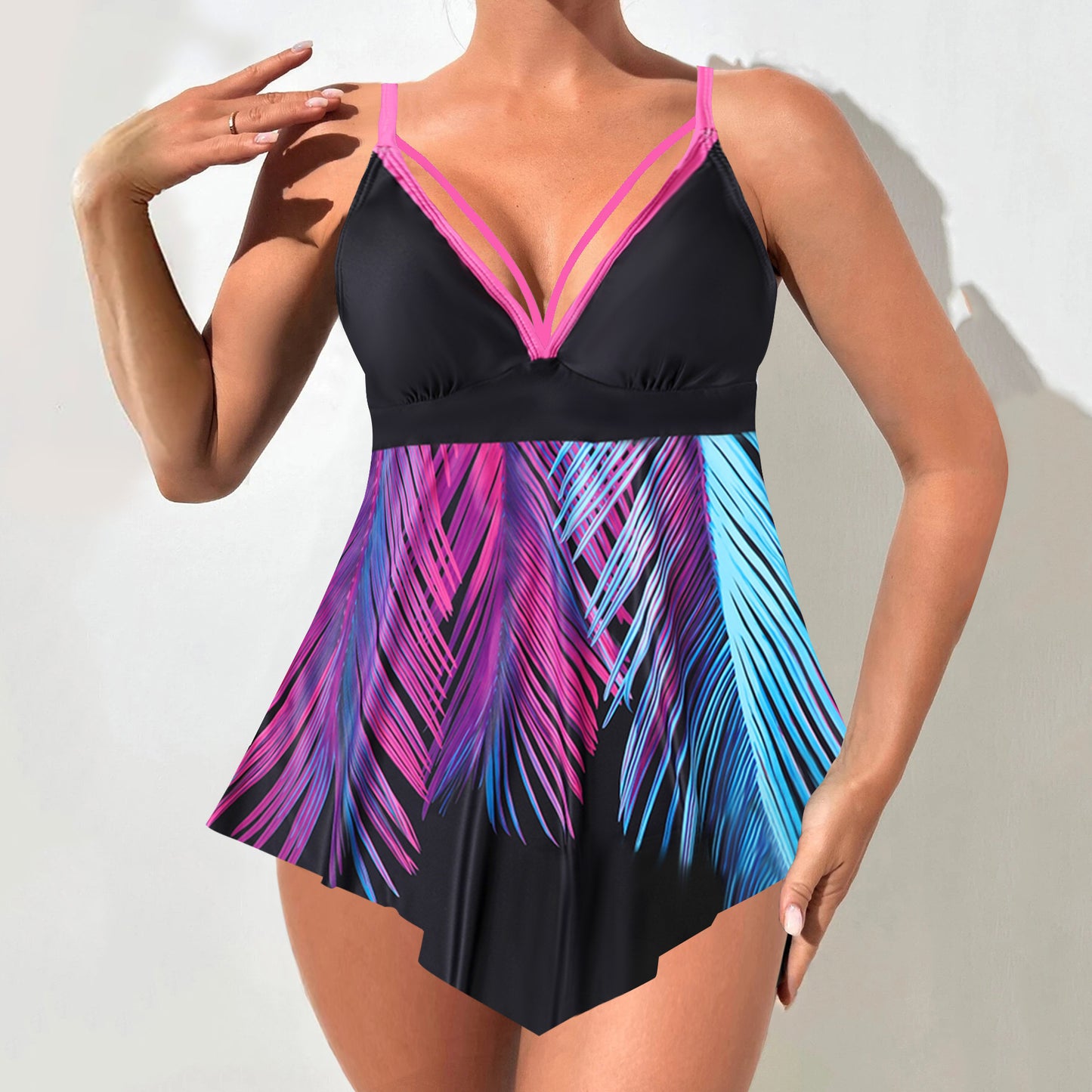 🏖️👙【Produs nou de vară】🌴【S-5XL】Set de costume de baie cu imprimeu pentru plajă, vacanță, 2025 