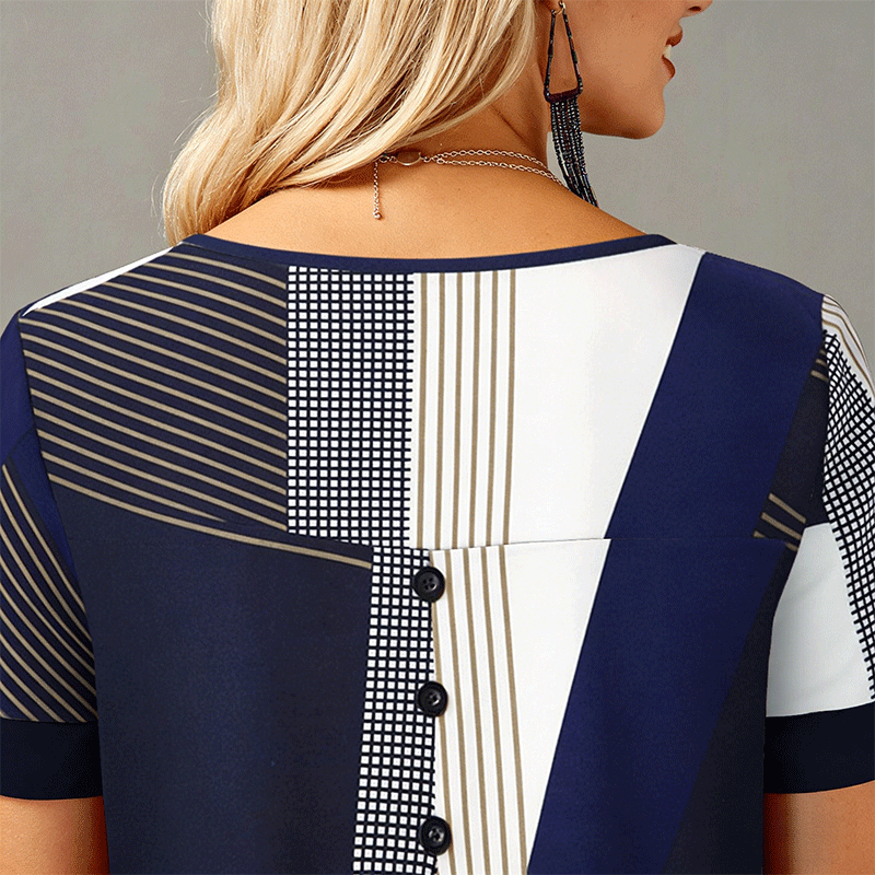 🔥✨【Gorąca wyprzedaż🔥】【S-5XL】🌺🌺Nowa wiosenna moda damska 2026 – koszulka w paski z nadrukiem i okrągłym dekoltem