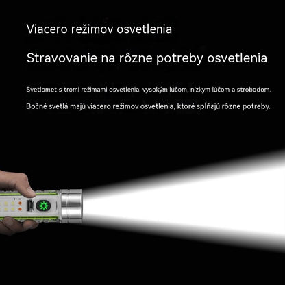 👍👍Kompaktné svietidlo s vysokou intenzitou svetla s multifunkčným bočným svetlom, rýchlym nabíjaním cez konektor typu C, prenosnosťou a ultra dlhou výdržou batérie.