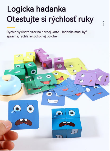 🔥✨2025 Nová stolová interaktívna hra pre viacerých hráčov – Smajlíková kocka pre deti【16 blokov + 64 kariet + 1 zvonček】👩‍🦰🤴👸👨‍🦰