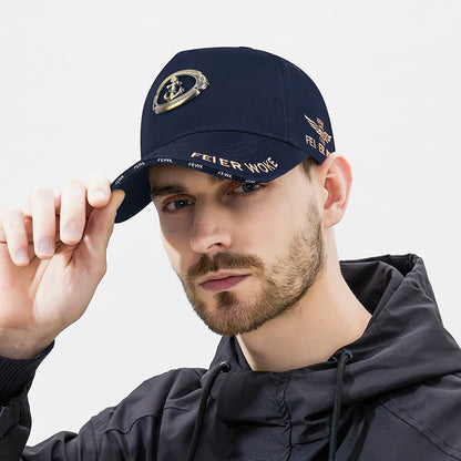 🧢☀️🔥Gorra de béisbol original con logo metálico Anchor, gorra de protección solar con cinco paneles y visera alta
