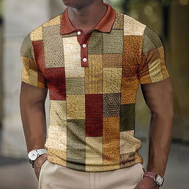 💥👕【Novedades en oferta】【S-5XL】Camisa polo casual para hombre con estampado geométrico 2026