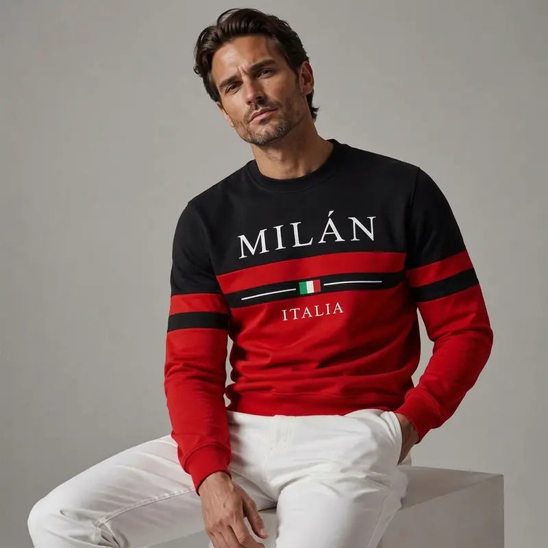 ✨🌟👕【S-6XL】Sudaderas para hombre con estampado Milano Italia