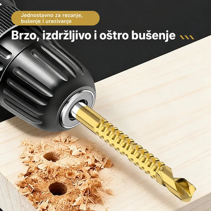 🛠️🔧 (6 komada) Spiralna svrdla od brzoreznog čelika s titanijskim premazom 2 u 1 – šesterokutni prihvat, pogodna za bušenje i izradu utora u drvu i metalu 🔩