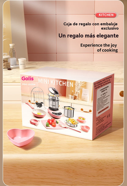 🔥¡45% de descuento por tiempo limitado! 🎁 Juego de cocina mini para niños 🍳 Tamaño grande - Set completo de 14 piezas