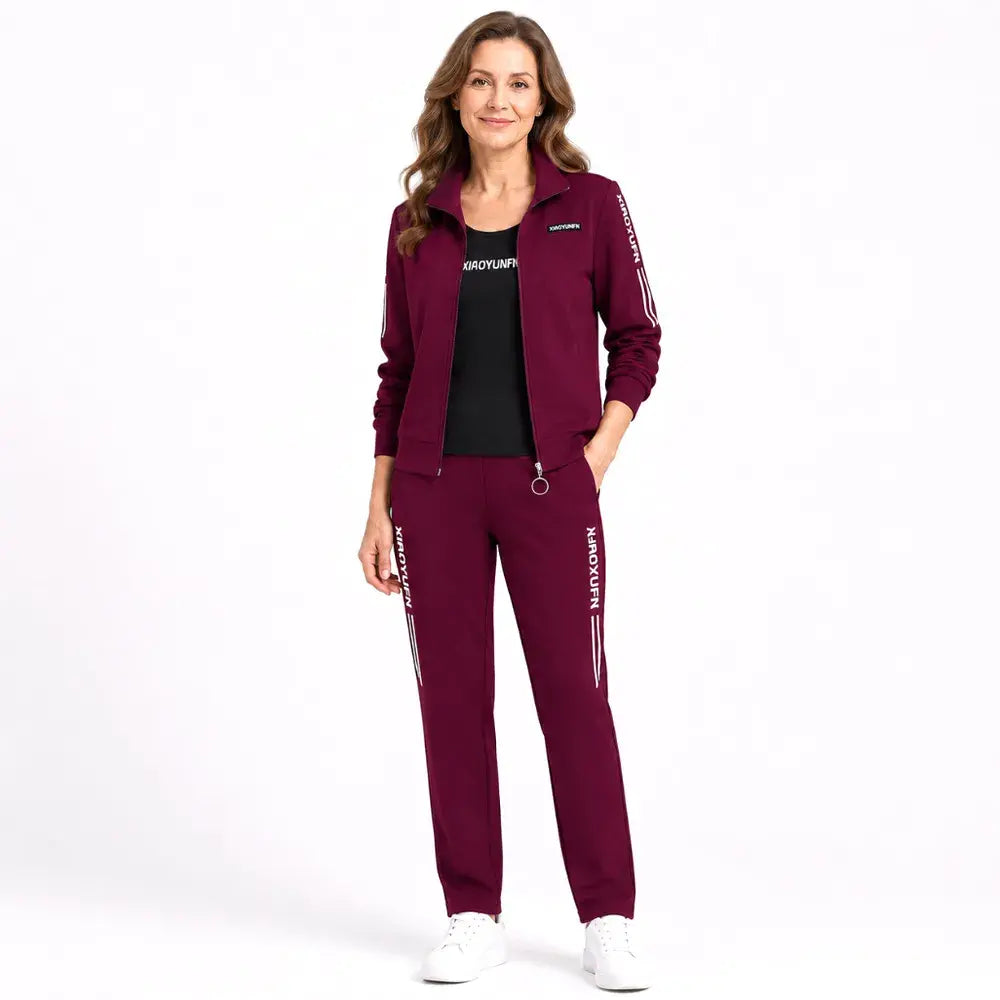 🌸 ¡Elegancia y comodidad absolutas! Chándal elegante de 3 piezas para mujer (Chaqueta con cremallera + Camiseta + Pantalones / Tallas: M-6XL)! ✨
