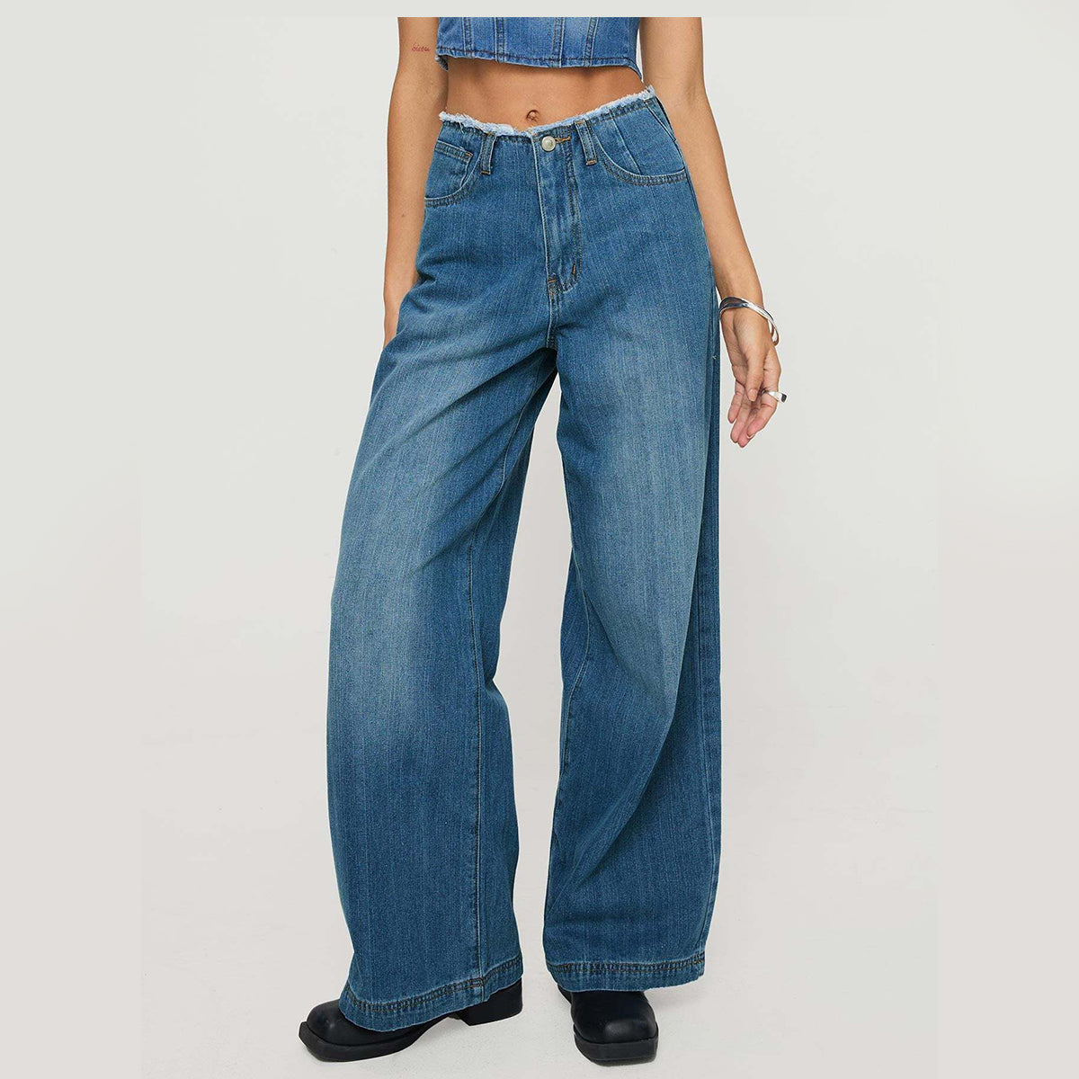 【S-XL】Vaqueros Anchos Estilo Retro Americano