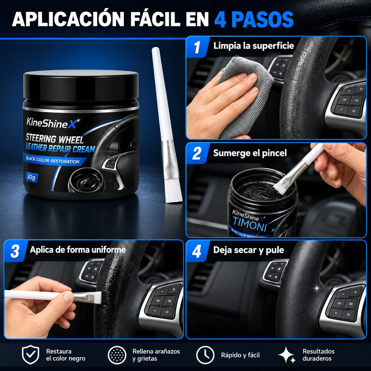 【Compra uno y llévate otro gratis】🚗✨Crema para volantes de cuero: repara, nutre y prolonga la vida útil.