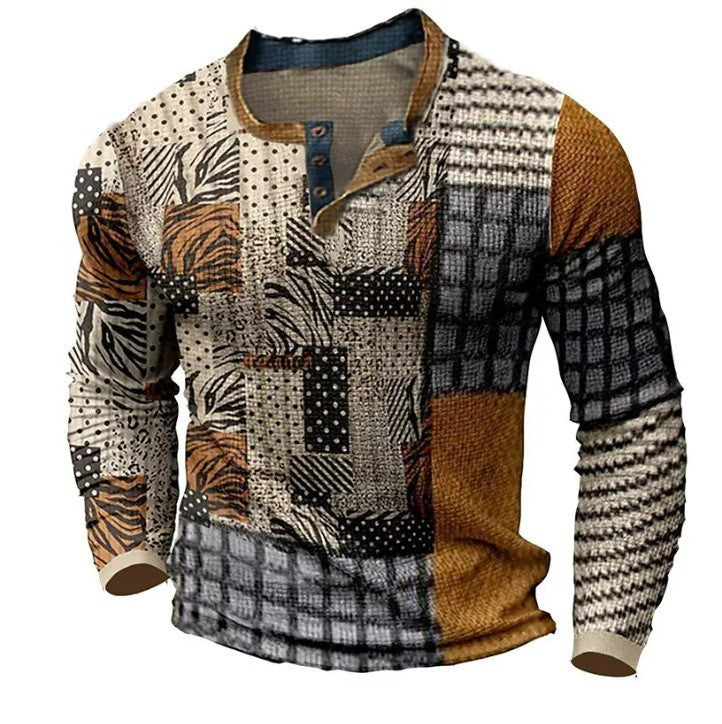 🌴🌈 [Venta por tiempo limitado] 👔 [S-4XL] Polo de manga larga con estampado para hombre