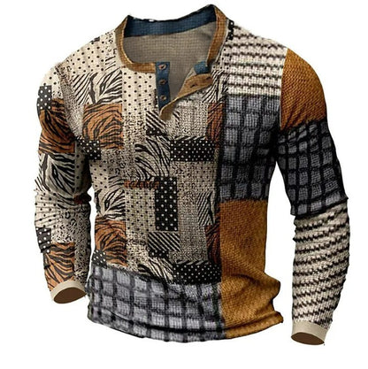 🌴🌈 [Venta por tiempo limitado] 👔 [S-4XL] Polo de manga larga con estampado para hombre