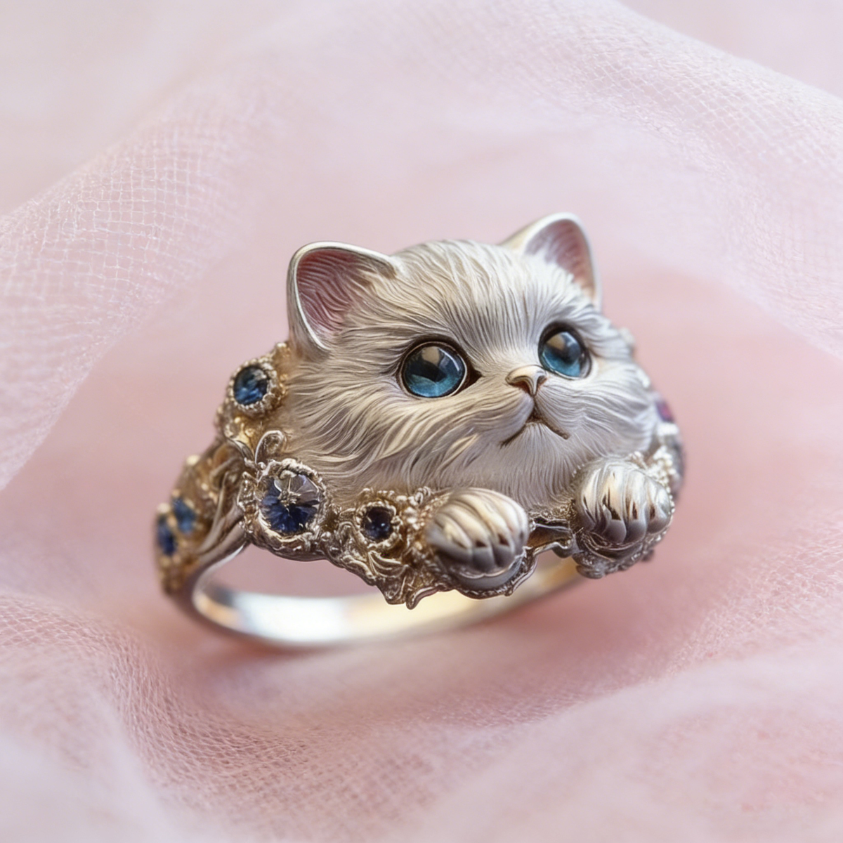 🎁😍🎁😍Dva kusy len za 22 eur – jednoduchý a elegantný prsteň s mačiatkom zo striebra 925 s diamantmi.