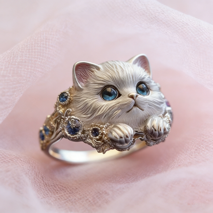 🎁😍🎁😍Dva kusy len za 22 eur – jednoduchý a elegantný prsteň s mačiatkom zo striebra 925 s diamantmi.