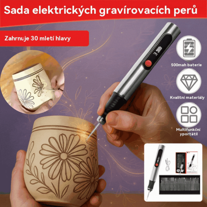 Dlouhotrvající dobíjecí lithium-iontové multifunkční gravírovací pero pro zdobení nehtů a elektrické leštění