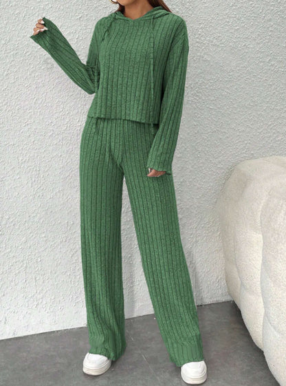 😍📢¡60% de descuento!📢 Cómodo conjunto de dos piezas de camiseta y pantalón de punto con escote elástico