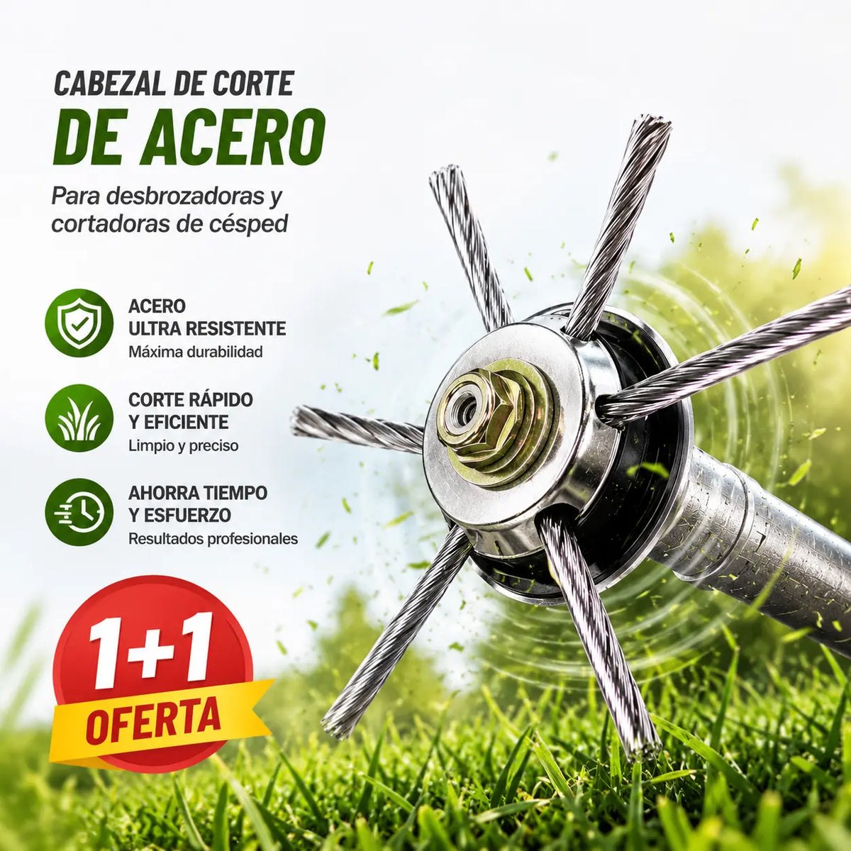 ⏰Compra 1 y llévate 1 gratis🔥 Cabezal de corte reemplazable para cortacésped/desbrozadora - cabezal de corte de acero para cortar césped 🌿✂️⚙️