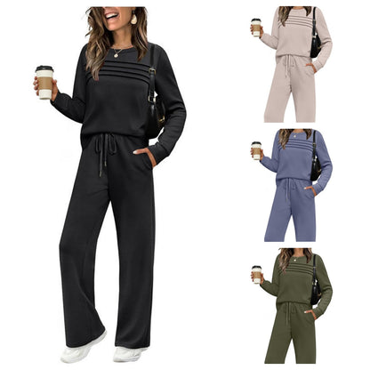 【🥇50% zľava】👗【S-3XL】🔥 Európsko-americký štýl pohodlnej jednofarebnej voľnej dlhoprstej dvojdielnej súpravy, pohodlná, univerzálna a módna.
