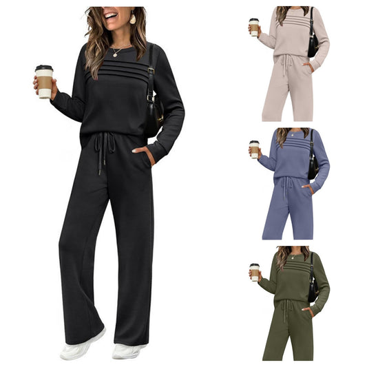 【🥇Skvelá ponuka】🔥【S-3XL】Dámska módna voľnočasová súprava, tričko s dlhým rukávom z kvalitnej čistého bavlny + nohavice