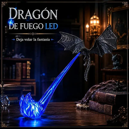 🐉🔥 Lámpara LED de dragón 3D que escupe fuego | Decoración brillante de fantasía para estantería