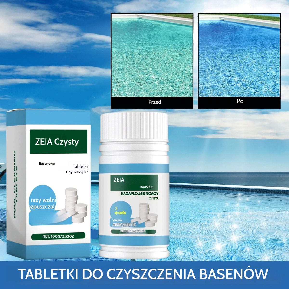 🔥(2 butelki) Tabletki musujące do czyszczenia basenu