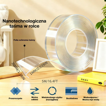 💧【2 sztuki】 Dwustronna taśma nano o wysokiej przyczepności, przezroczysta taśma akrylowa, wodoodporna i pyłoszczelna