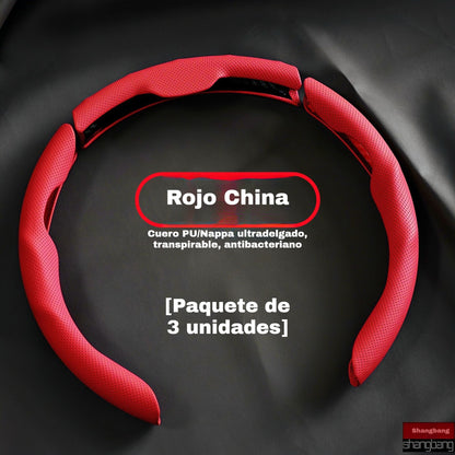 🚗 Funda de cuero para volante de coche, adecuada para todas las estaciones, antideslizante, absorbente del sudor y resistente al desgaste.