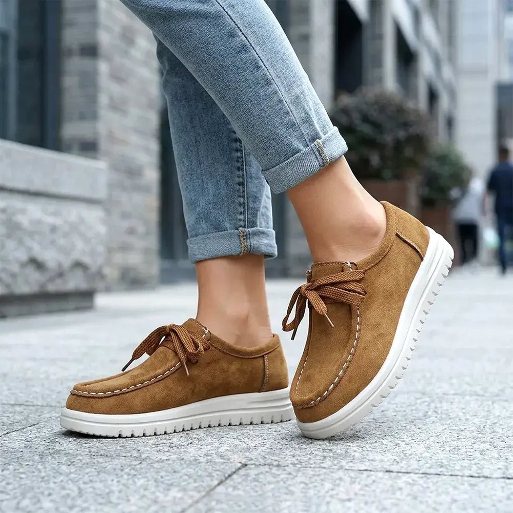 🍁【Tallas 36-43】Novedad de otoño 2026: zapatos casuales de felpa con plataforma y cordones