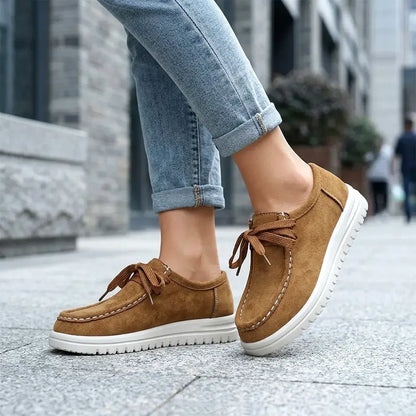 🍁【Tallas 36-43】Novedad de otoño 2026: zapatos casuales de felpa con plataforma y cordones