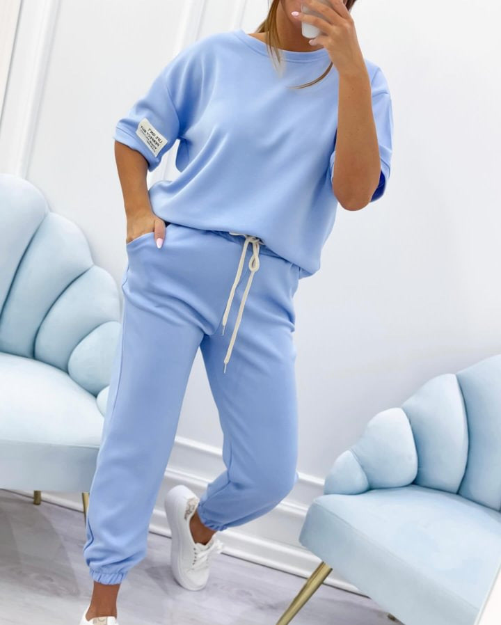 ⏳ ¡Oferta por tiempo limitado! ⏰ Conjunto casual para mujer de top liso y pantalón