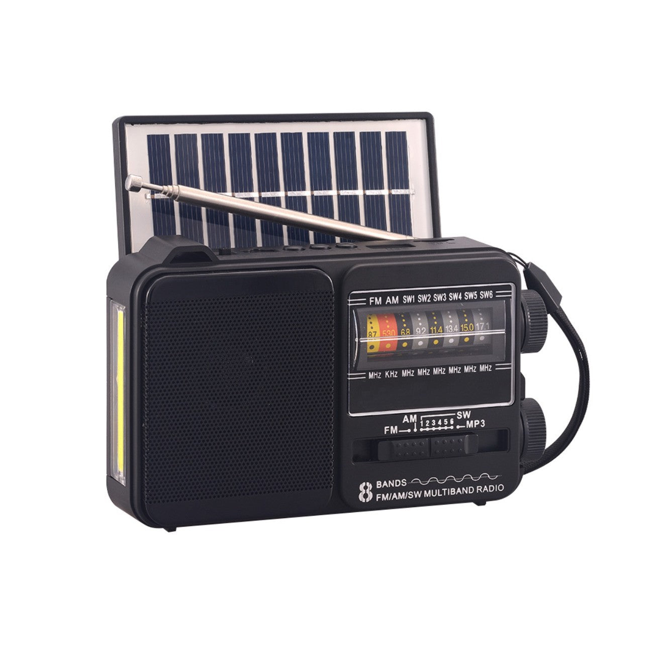 💥🏕️【Autenticidad garantizada】Radio portátil multifuncional con linterna de emergencia, radio AM, disco duro Bluetooth y audio multizona.