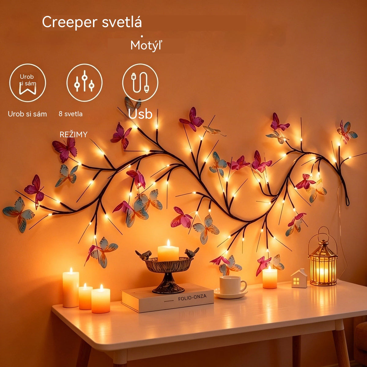✨ Flexibilné LED svetlá v tvare popínavej vetvy s motýľmi – vytvorte vo svojom domove čarovnú a útulnú atmosféru 🦋💡
