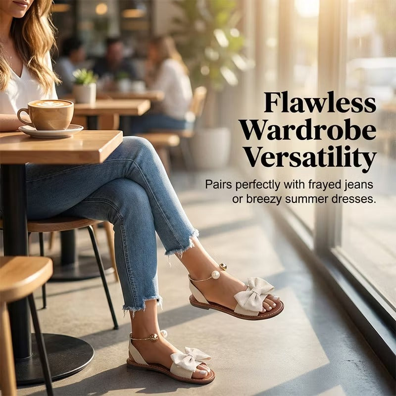Sandalias Elegantes con Perlas y Correa al Tobillo para Mujer