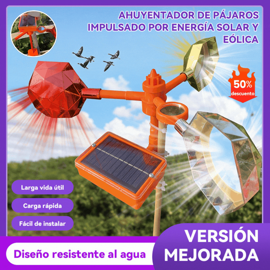 🔥Repelente de pájaros por voz impulsado por viento solar, imprescindible para granjas o huertos