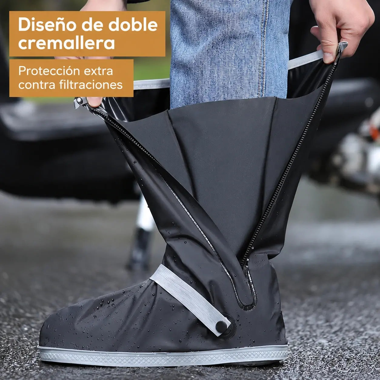 🌧️✨Nuevos cubrezapatos antideslizantes, de caña alta, gruesos e impermeables, reutilizables, adecuados para días de lluvia, condiciones de barro y nieve.