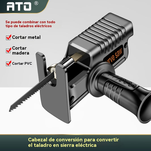 🔥🧰Taladro eléctrico convertido en sierra alternativa, adaptador de cabezal de sierra de calar para trabajar la madera.