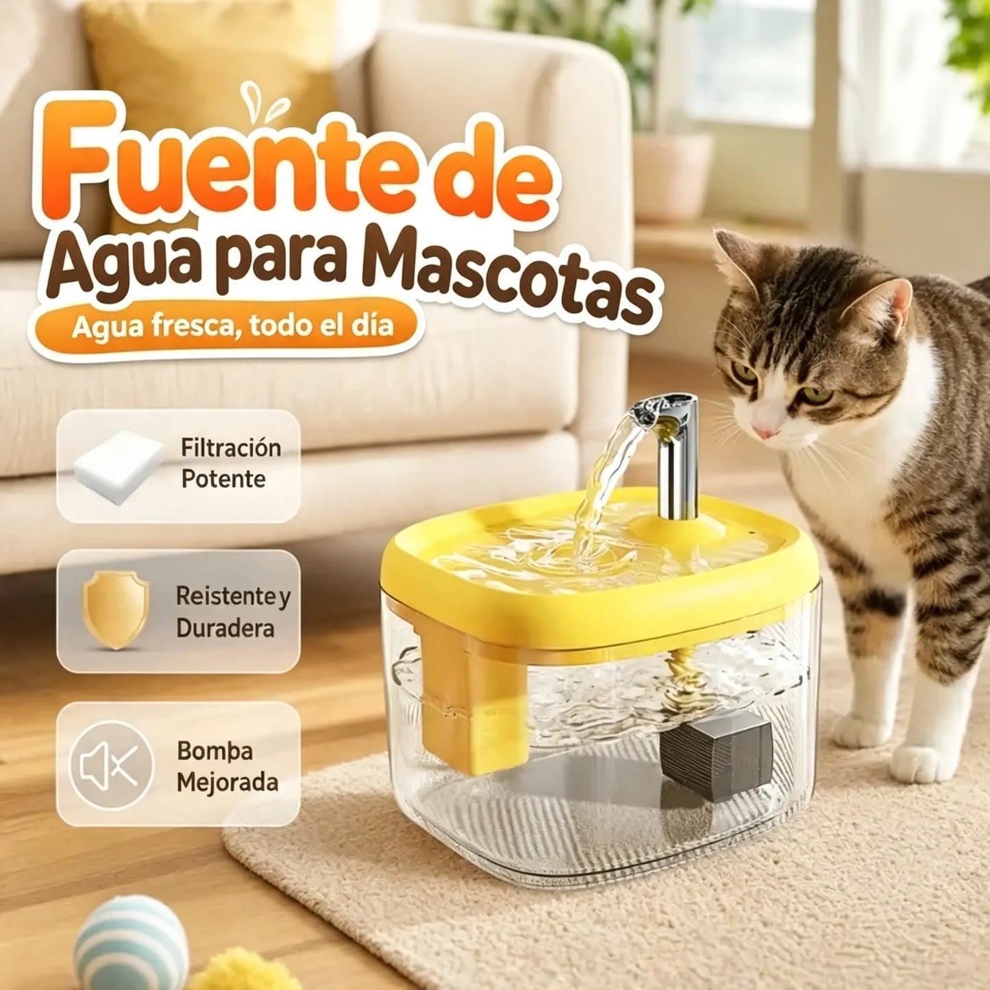 Dispensador de agua para mascotas ilent con cuenco de PET apto para alimentos 🐾 Agua fresca, fluida y perfecta para bebedores exigentes ✨
