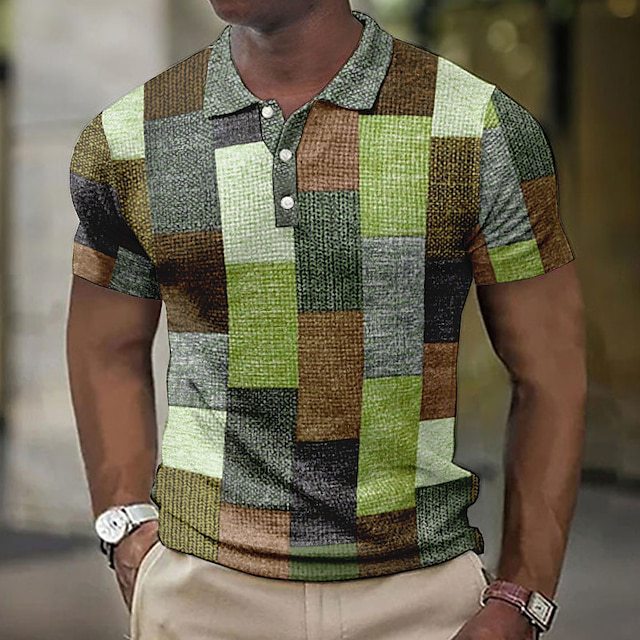 💥👕【Novedades en oferta】【S-5XL】Camisa polo casual para hombre con estampado geométrico 2026