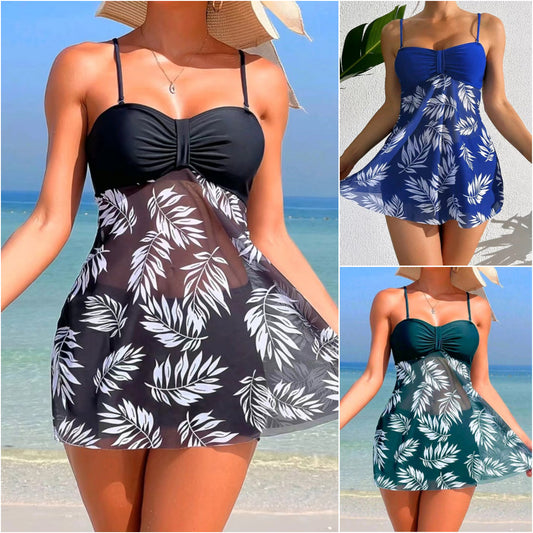 👙【S-XL】Costum de baie la modă de vară nou, cu imprimeu și șifon din plasă, confecționat din material moale și respirabil, 2025 