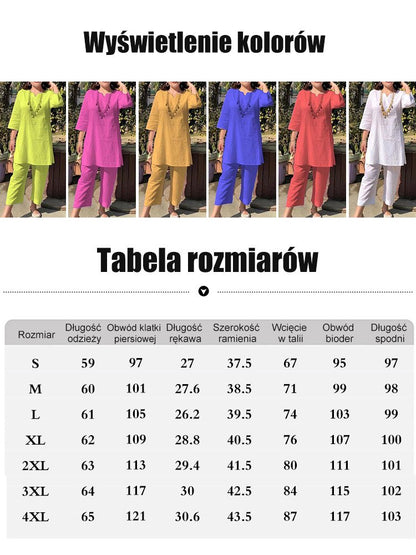 【40 – 100 kg】 [40 – 100 libier] Letný oblek z bavlny a ľanu v etnickom štýle