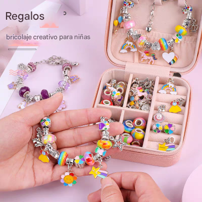 ✨🌈 Set de pulseras DIY de dibujos animados para niños, joyería creativa hecha a mano