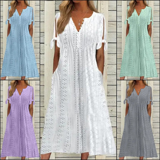 🔥🔥【S-5XL】👗 Jednoduché a nádherné jednofarebné šaty 3705340