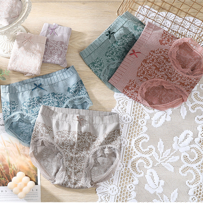 🎁✨【Compra 4, llévate 4 gratis】Ropa interior de cintura alta antibacteriana y absorbente de humedad para mujer