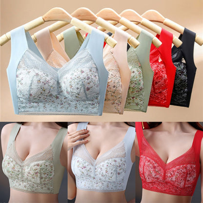 🔥🔥【Cumpărați 3, primiți 3 gratuit】【3/6 buc】💕🎁【40kg-100kg】Sutien de mărime mare din mătase de gheață fără cusături, respirabil și reglabil