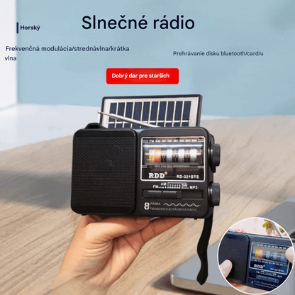 💥🏕️【Posledný deň, zľava za polovičnú cenu】Multifunkčné prenosné rádio s núdzovým svietidlom, AM rádiom, pevným diskom Bluetooth a viaczónovými zvukovými efektmi.