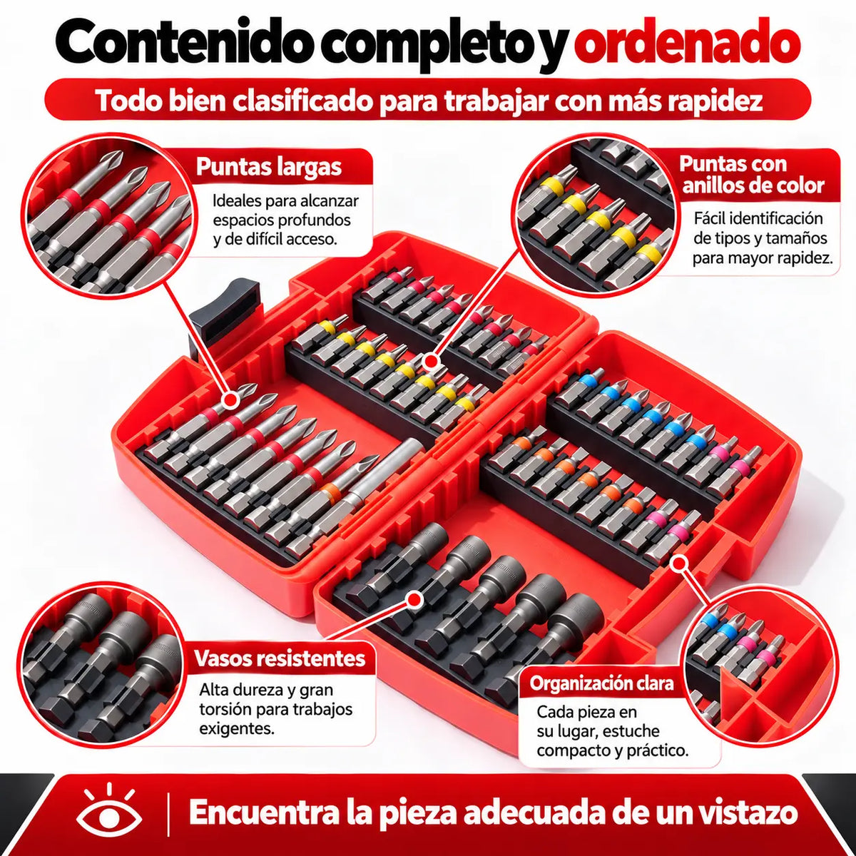 ⏳🔥【Juego de vasos de 45 piezas】--32 euros⏰🔧Juego de 45 piezas que incluye puntas de destornillador de acero S2 🔩