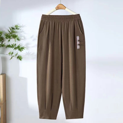 🔥【Zľava na nový produkt】🔥【M-4XL】👖Dámske letné tenké priedušné bavlnené a ľanové nohavice, módne ležérne deväťbodové nohavice