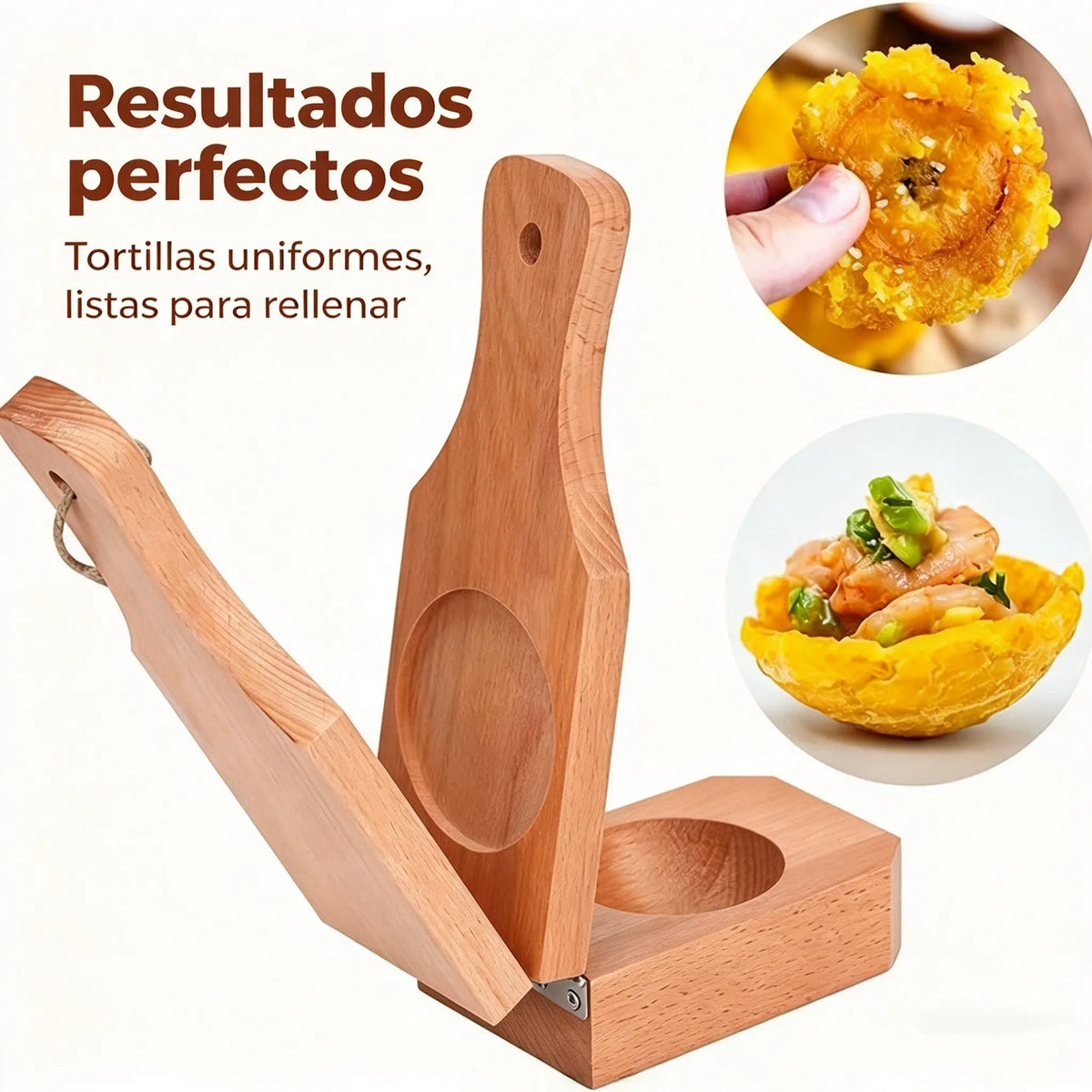 🍌 Prensa de madera,   para tostones y plátanos