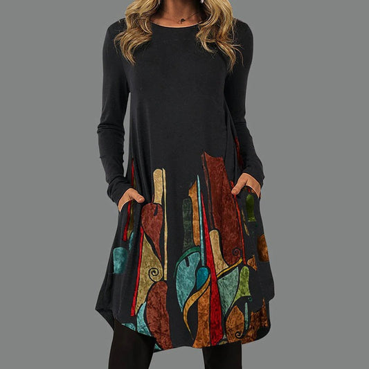 👗💕Časovo obmedzená zľava 【S-5XL】 Jesenné nové elegantné dámske šaty s retro potlačou 2025